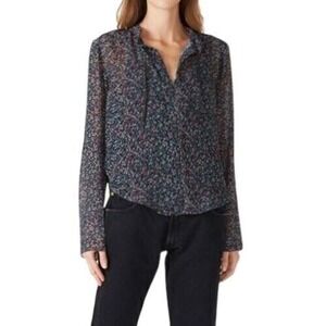 See by Chloe Floral Haze Top Georgette Tie-Neck Blouse Size 38 Size‎ 8